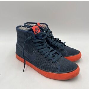 Nike Navy Blue and Orange High-Top Athletic Sneakers